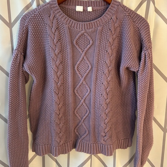 GAP kids Purple Crew Neck Sweater with Textured Knit - Picture 1 of 3